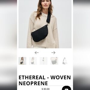 SOL And SOLENE Ethereal Black Woven Neoprene Crossbody NIB W/ Dustbag